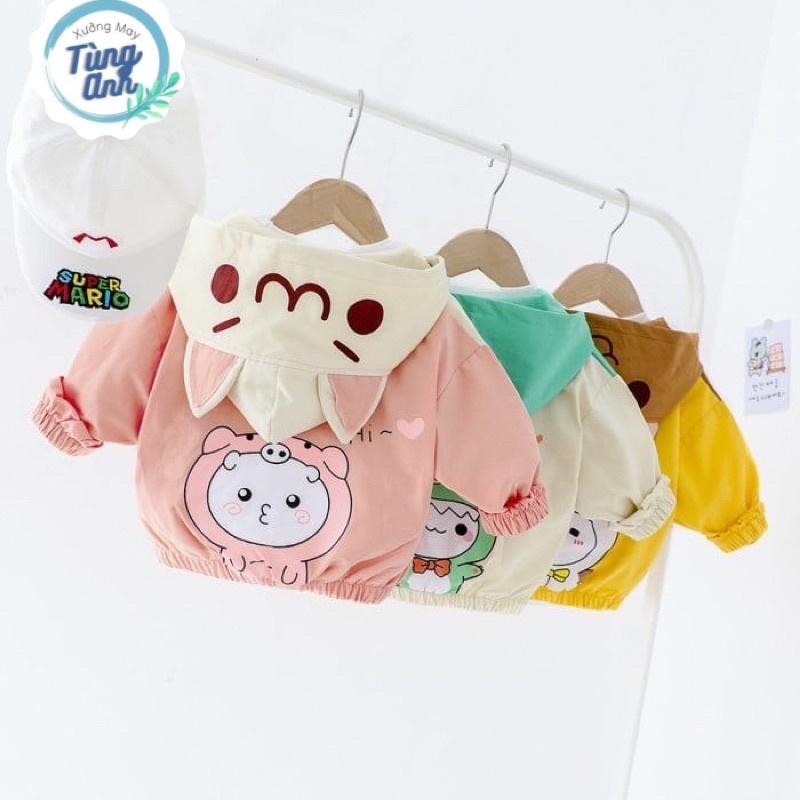 Áo khoác gió 2 lớp lót nỉ mỏng,chất vải kaki siêu đẹp cản gió giữ ấm cơ thể cho bé yêu