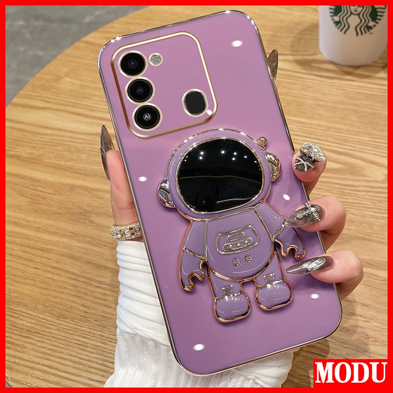 Ốp Điện Thoại Màu Macaron Có Giá Đỡ Mạ Điện Cao Cấp Cho Infinix Tecno Spark GO 2022 Spark 8C KG5 KG5j KG5k
