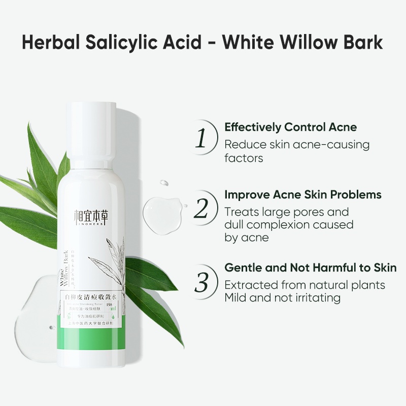 INOHERB Toner Chiết Xuất Liễu Trắng Hỗ trợ giảm mụn  White Willow Bark Anti-acne Toner 150ml