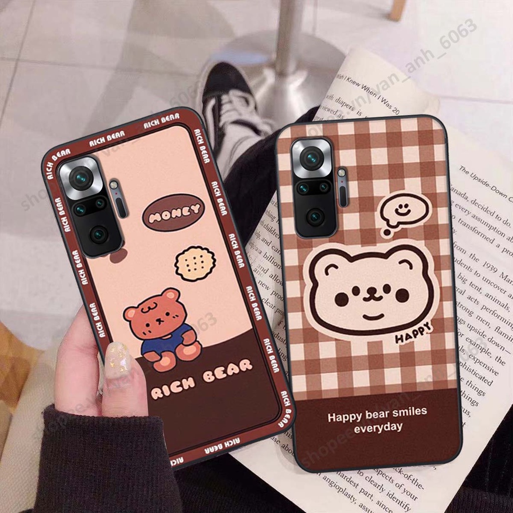 Ốp lưng Xiaomi Redmi Note 10 / Note 10 Pro in hình hoa, gấu rich bear nghệ thuật, thời trang