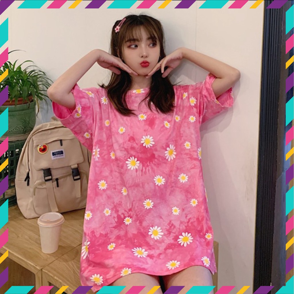 Áo thun tay lỡ unisex HOA CÚC màu loang form rộng siêu hot -A16 | BigBuy360 - bigbuy360.vn