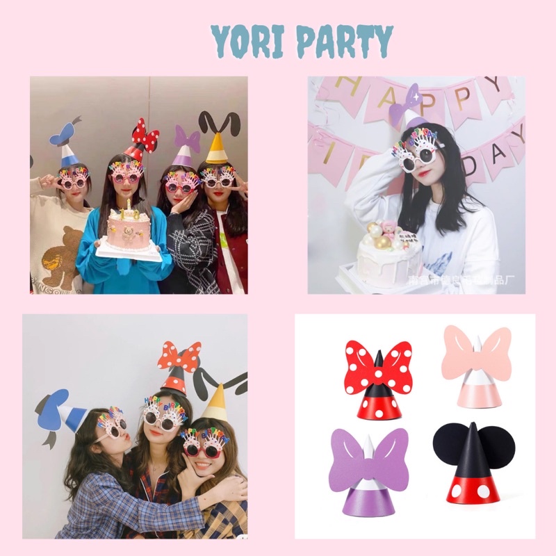 Mũ Sinh Nhật Minnie Đáng Yêu Cho Người Lớn và Em Bé Trang Trí Tiệc Sinh Nhật - Yori Party