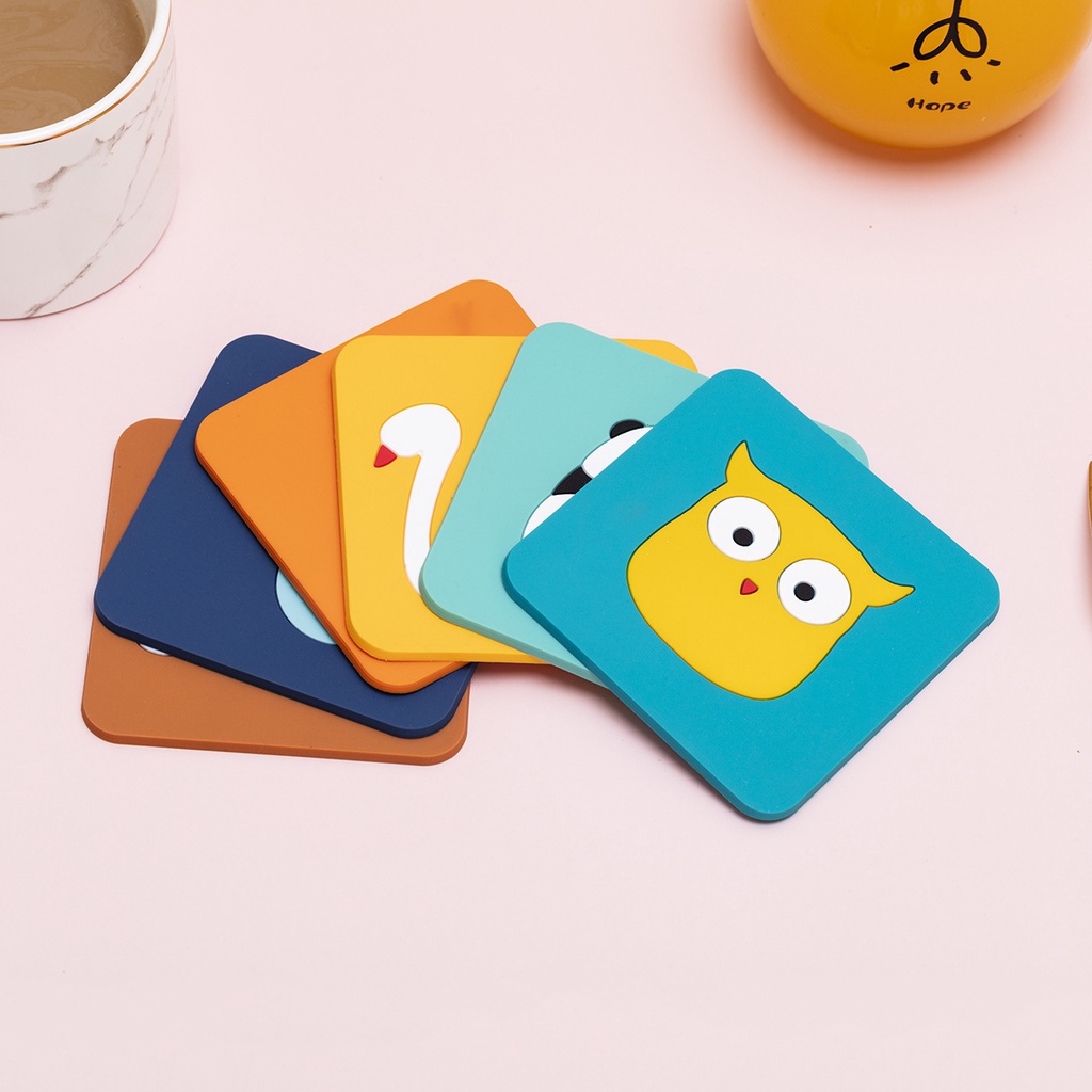 Lót Ly, Cốc Chống Trượt Cao Su Coaster Hình và Thỏ Gấu Dễ Thương