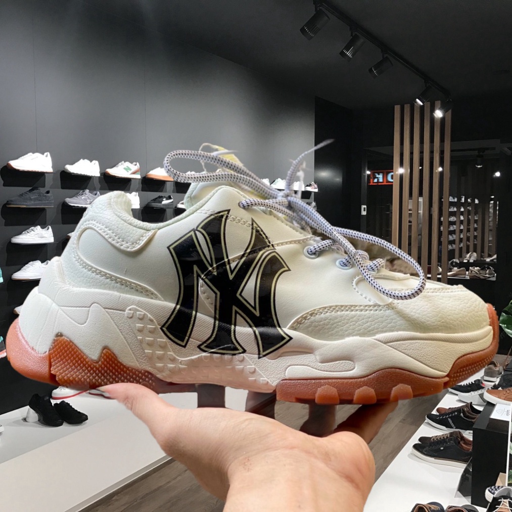 Giày Sneaker MLB NY đẹp đế nâu chuẩn bản Trung 1:1 full box, Giày thể thao nam nữ ulzzang đi học cổ thấp đế cao 5cm N3