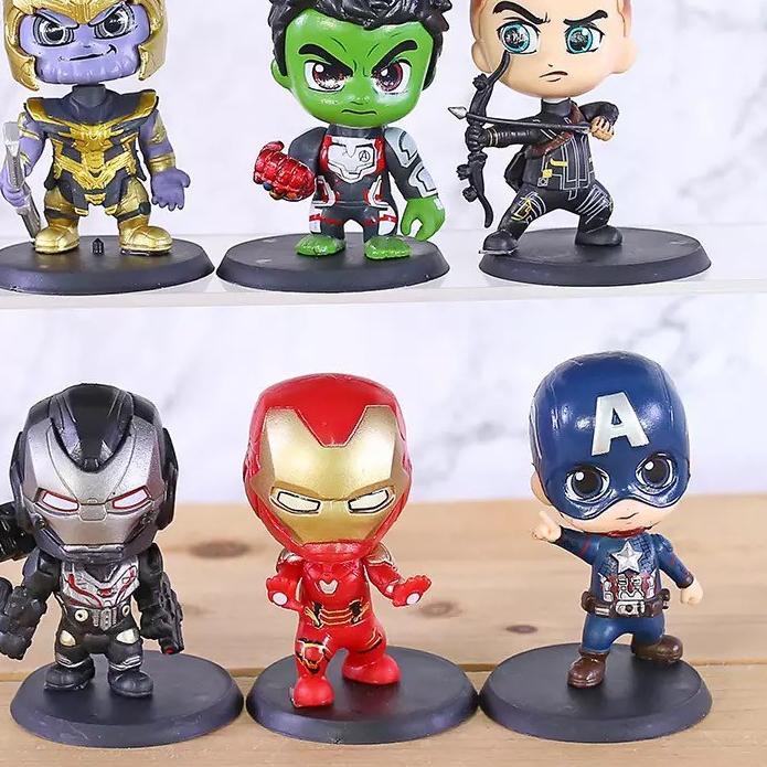 Mô Hình Nhân Vật Ironman C.america Hawkeye Warmachine Hulk Thanos Chibi