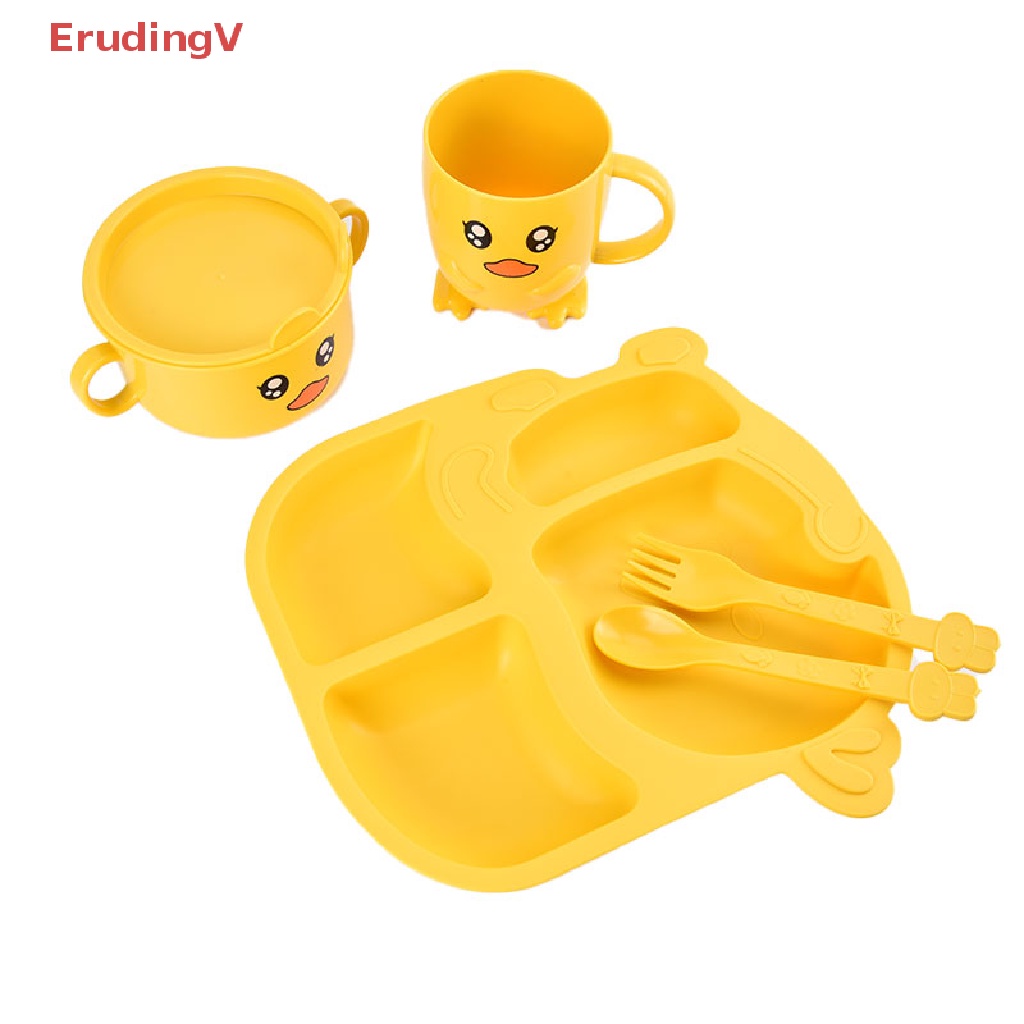 Bộ Dụng Cụ Ăn Uống Hình Vịt Vàng Hoạt Hình Dành Cho Trẻ Em