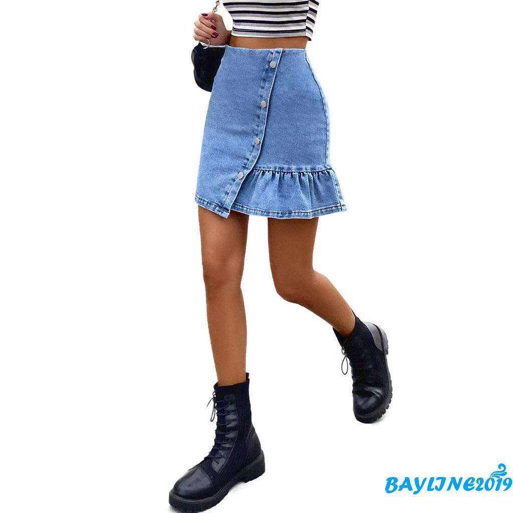 Chân Váy Jeans Chữ A Thời Trang Quyến Rũ Cho Nữ