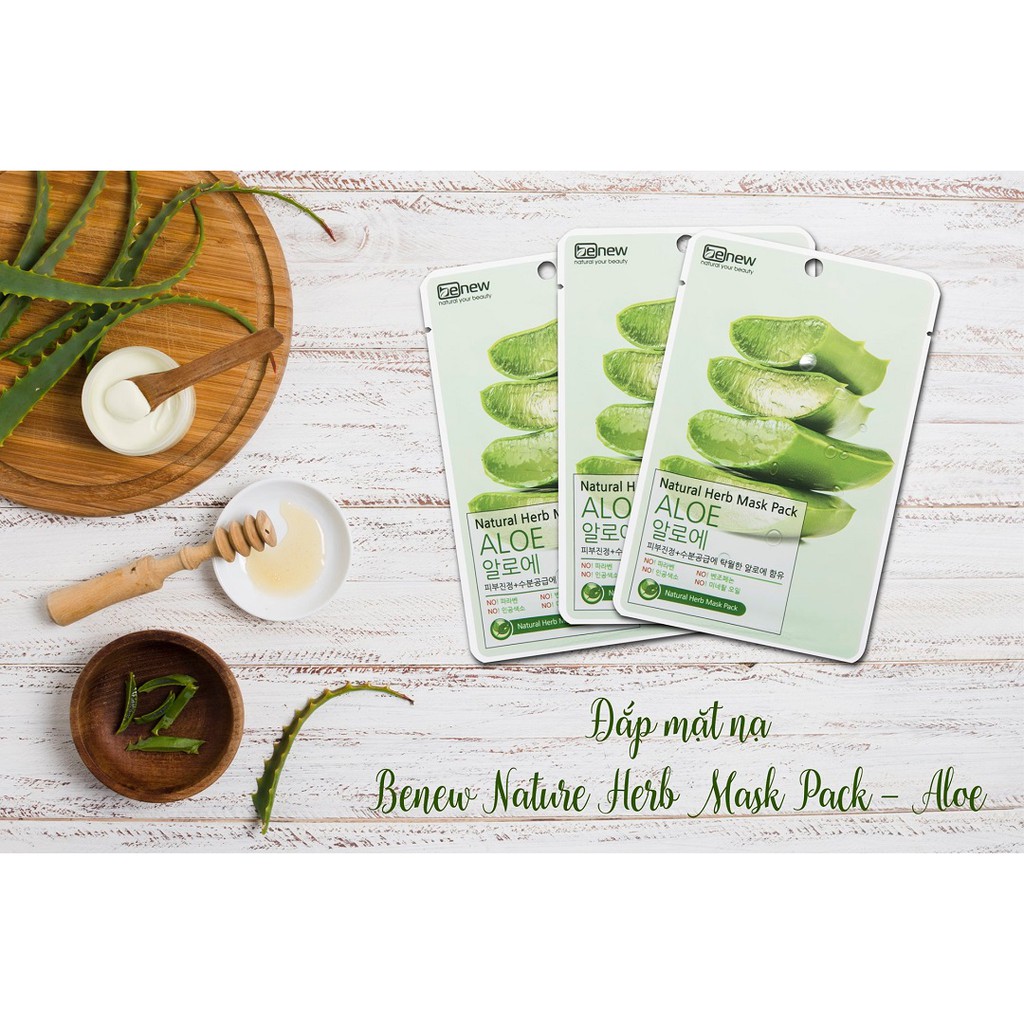 Mặt nạ dưỡng da Lô Hội Benew Aloe Natural Herb Mask Pack 22ml