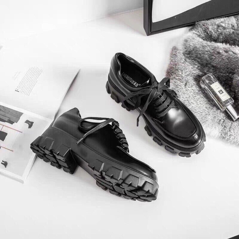 Boot Ullzang nữ cổ thấp buộc dây đế cao răng cưa Cao cấp Oxfot | BigBuy360 - bigbuy360.vn