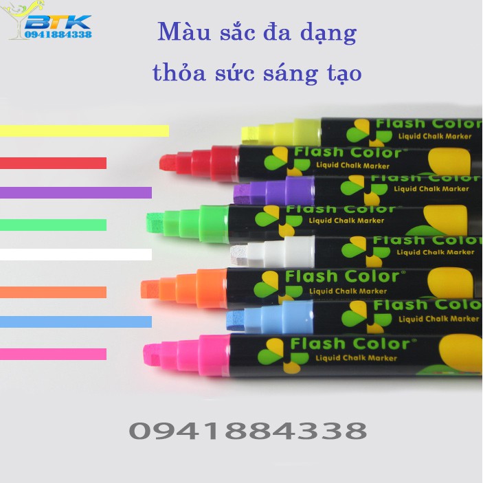 Hộp 8 Bút Huỳnh Quang Viết Bảng Menu Quảng Cáo, Bảng Đèn Led Viết Tay, Bảng Dạ Quang