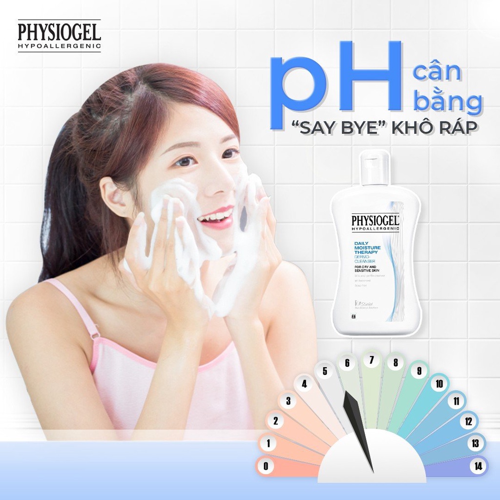 PHYSIOGEL sữa rửa mặt DAILY MOISTURE THERAPY DERMO Dưỡng ẩm, Phù hợp cho da khô và da nhạy cảm chính hãng lọ 150ml