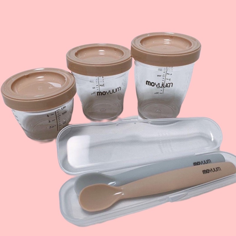 [combo 3 cốc trữ] Cốc trữ thức ăn dặm Moyuum/ muỗng moyuum Hàn quốc size 130ml, 180ml, 240ml
