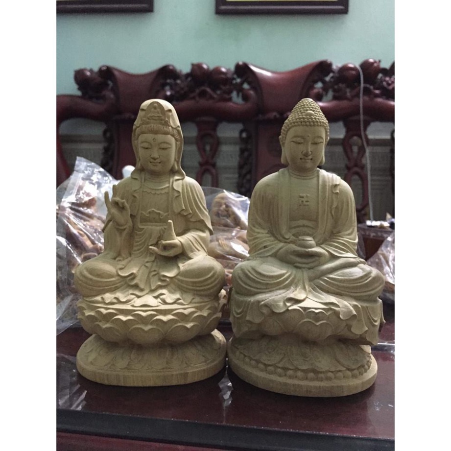 ((MIỄN SHIP)) Tượng Phật Bằng gỗ -Tặng vòng đeo tay (để trên bàn lv với trên taplo ôtô )