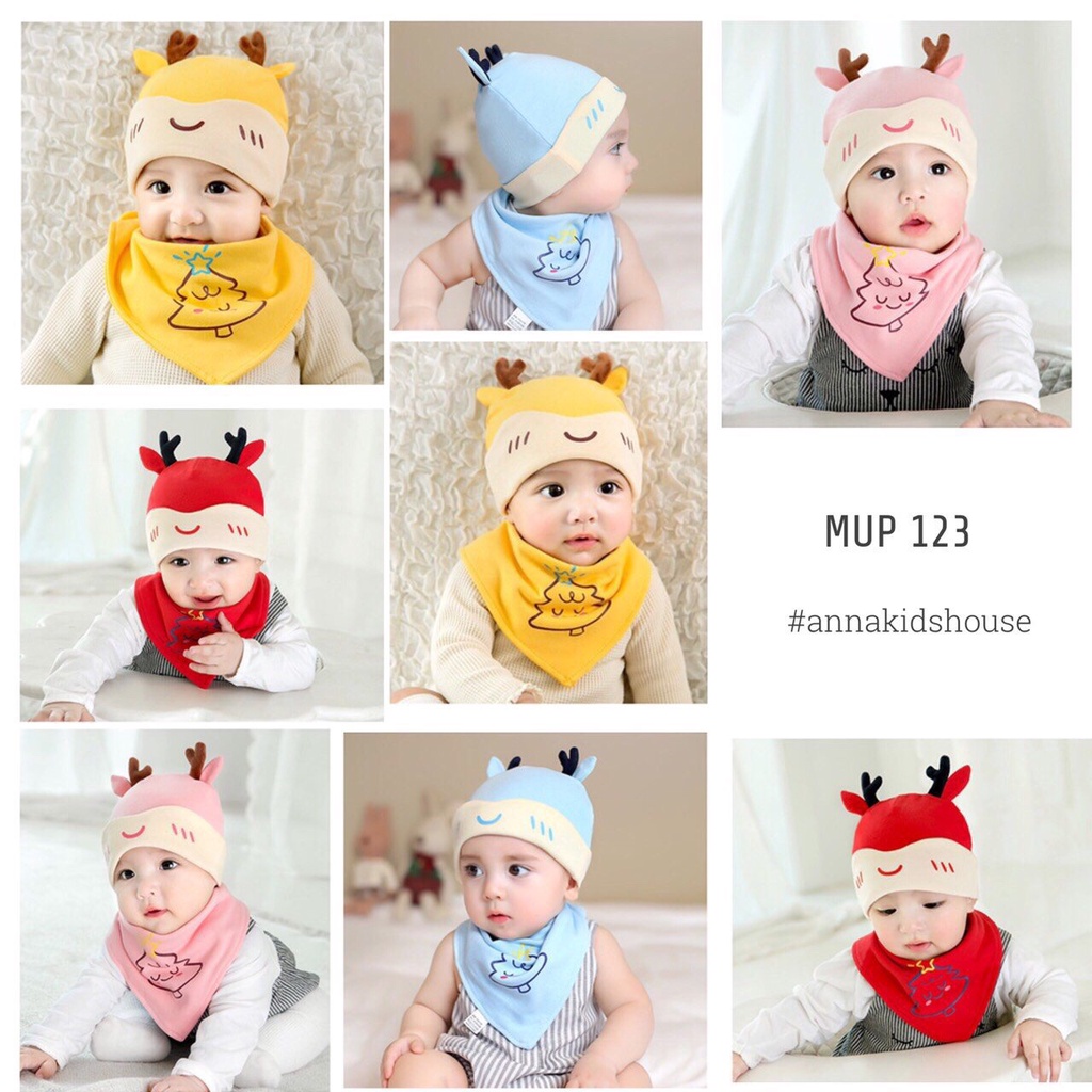 MUP 123 : Set mũ kèm khăn cho bé cực xinh