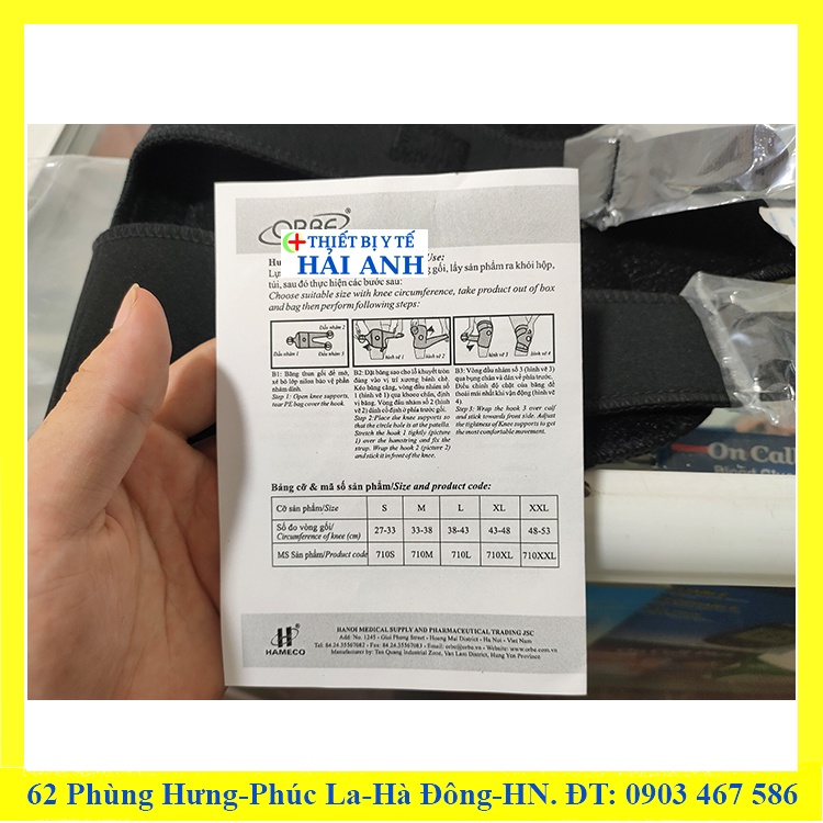 Băng Thun Hỗ Trợ Gối Chuyên Dụng ORBE H2 Có Thanh Nẹp Cố Định Khớp Gối