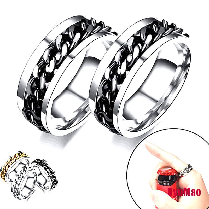 Nhẫn Mở Nắp Chai Bằng Thép Titan Phối Dây Xích Xoay Được Dành Cho Nam Nữ