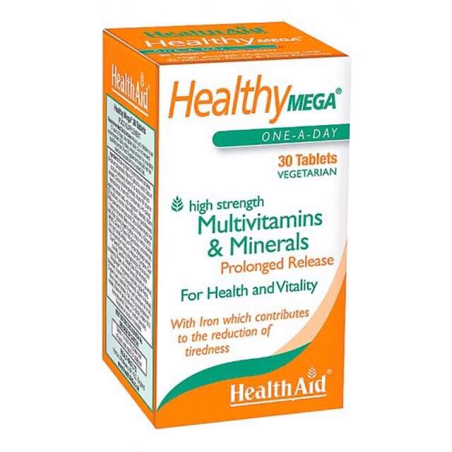 Viên uống HealthAid Healthy Mega cung cấp 14 loại vitamin,12 khoáng chất,4 enzyme tiêu hoá,3 bioflavonoids