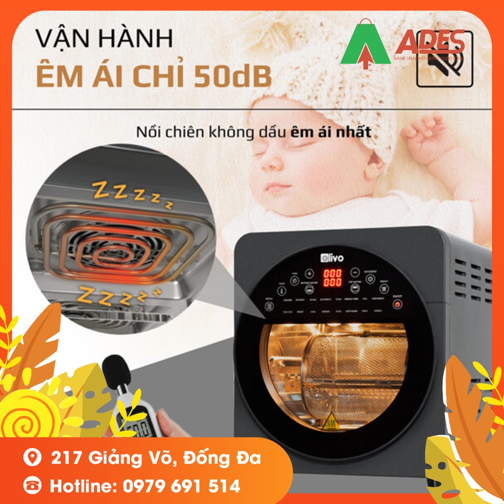 Nồi Chiên Không Dầu OLIVO AF15 - BẢO HÀNH CHÍNH HÃNG 24 THÁNG - THƯƠNG HIỆU MỸ - DUNG TÍCH KHOANG SIÊU LỚN 15L