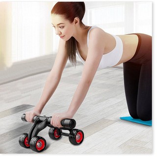 Con lăn tập cơ bụng 4 bánh cao cấp tặng kèm Thảm lót