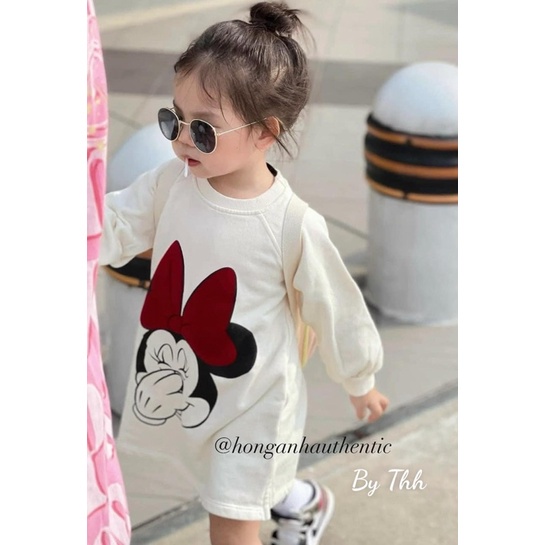 VÁY NỈ BÉ MÀU BE MICKEY NƠ ĐỎ