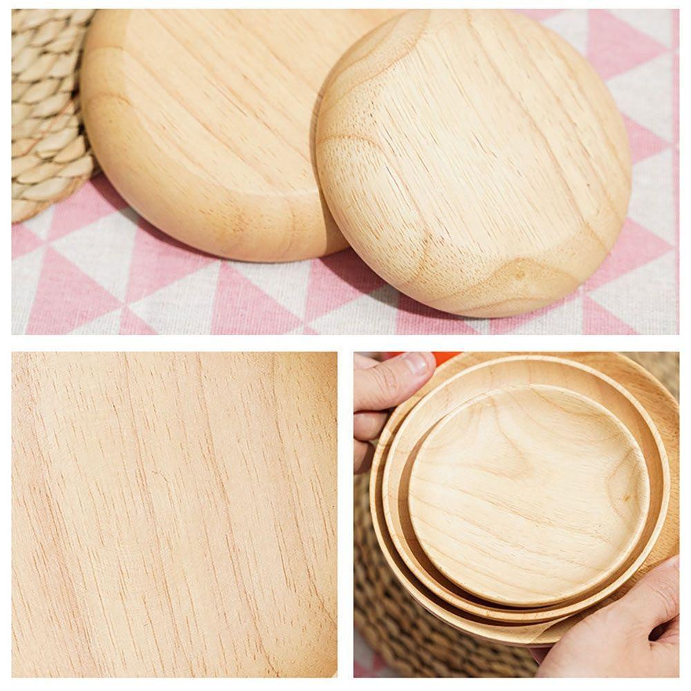 Khay Trà Bằng Gỗ Cao Su Hình Tròn Phong Cách Nhật Bản