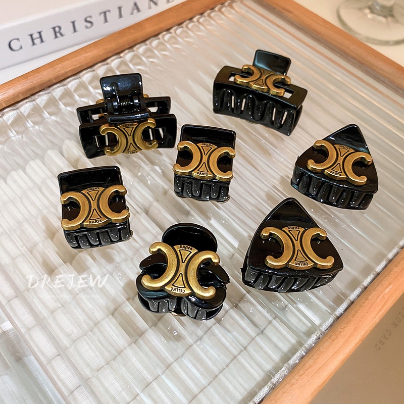 DREJEW Kẹp tóc nhỏ cố định tóc đuôi ngựa kiểu hình học/ tam giác/ chữ thời trang Pháp đơn giản