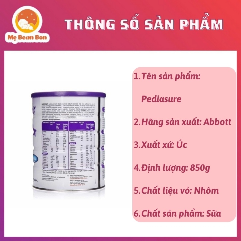 Sữa Pediasure Úc 850g HÀNG AIR