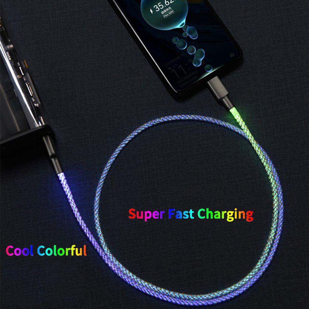 Cáp sạc siêu nhanh RGB 6A USB Type-C 66W 100W màu gradient cho xe hơi