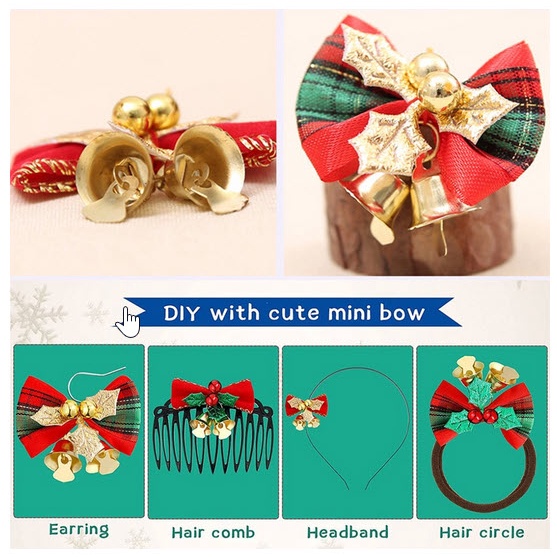 Nơ chuông trang trí giáng sinh nhỏ xinh 4x5,5cm thích hợp làm trang trí vật nhỏ