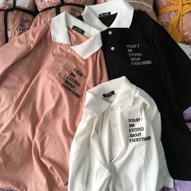 Áo Polo HÌNH THẬT thêu TODAY I AM 😊 | BigBuy360 - bigbuy360.vn