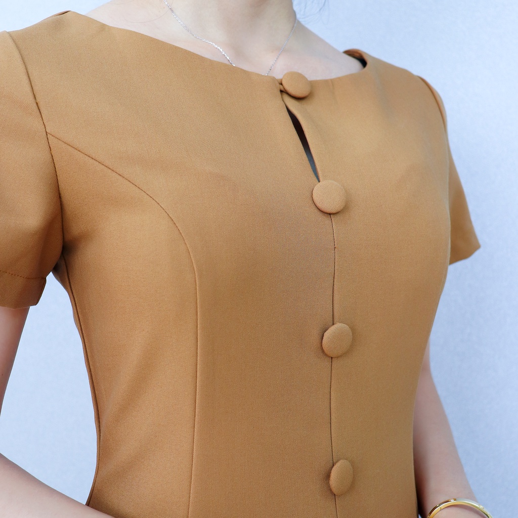 Đầm Xòe Công Sở Sang Trọng Bigsize AMYRA , Thiết Kế Dáng Xòe Đính Nút Có Túi Cao Cấp Phù Hợp Đi Làm Đi Tiệc DA049