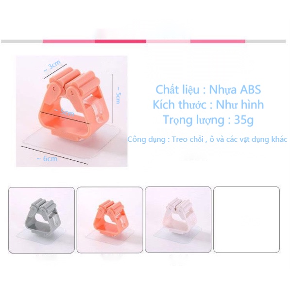 Móc treo chổi cây lau nhà gắn tường thiết kế chống thấm nước tiện dụng