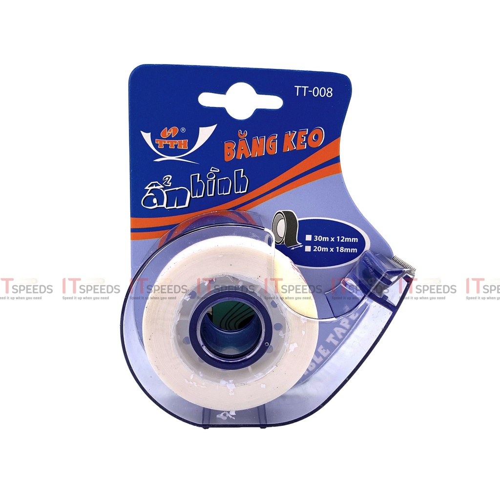 Băng Keo Thần Kỳ Ẩn Hình TTH TT008 12mm, Kèm Dao Cắt 20mm, Chuyên Dùng Dán Vết Rách, Khó Nhìn Thấy Vết Dán, Chính Hãng