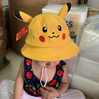 Nón Mũ tai bèo Pikachu Có Dây cho bé trai bé gái 1-2 tuổi