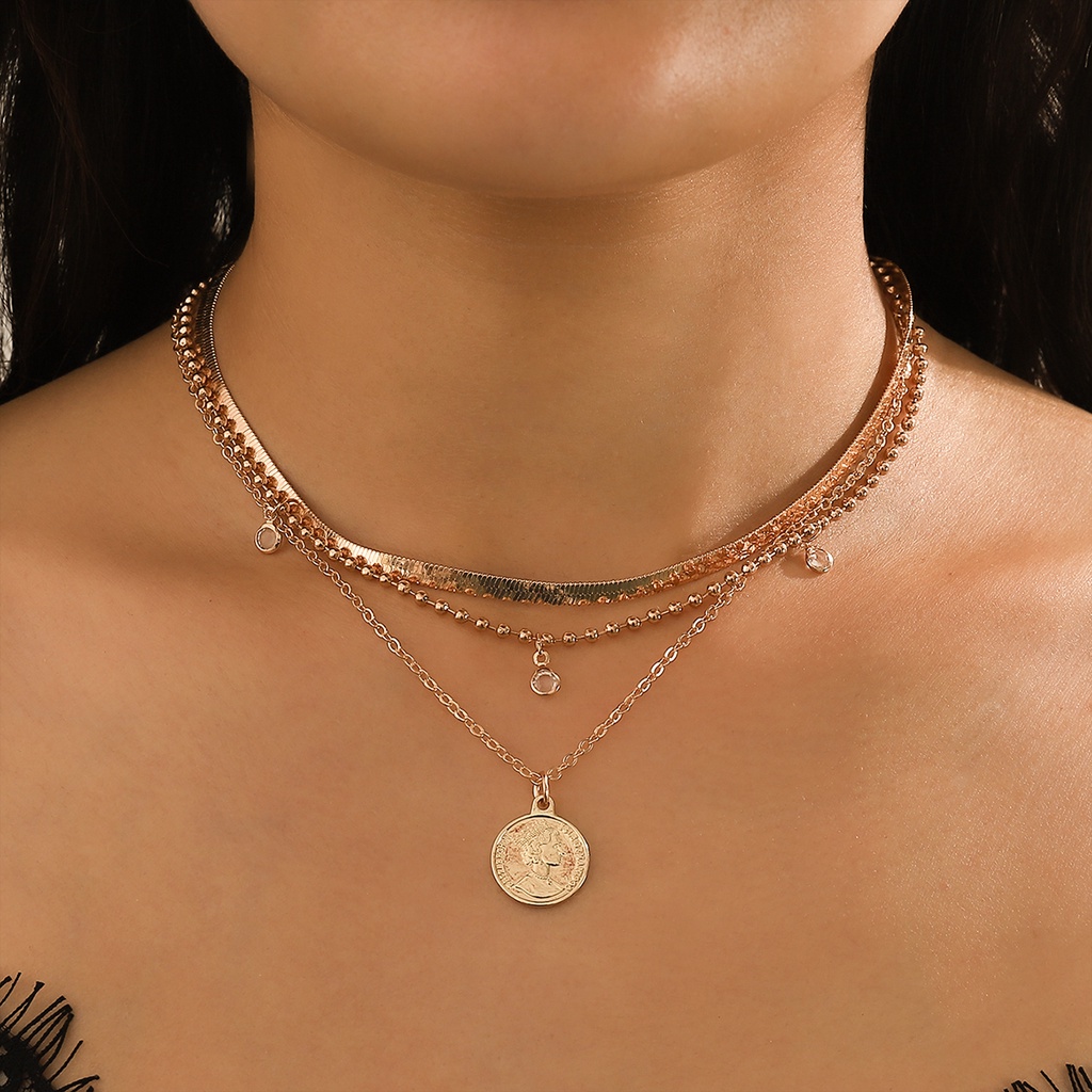 Vòng cổ Nhiều Lớp Hình Xương Rắn Phong Cách Hip Hop Ngọt Ngào