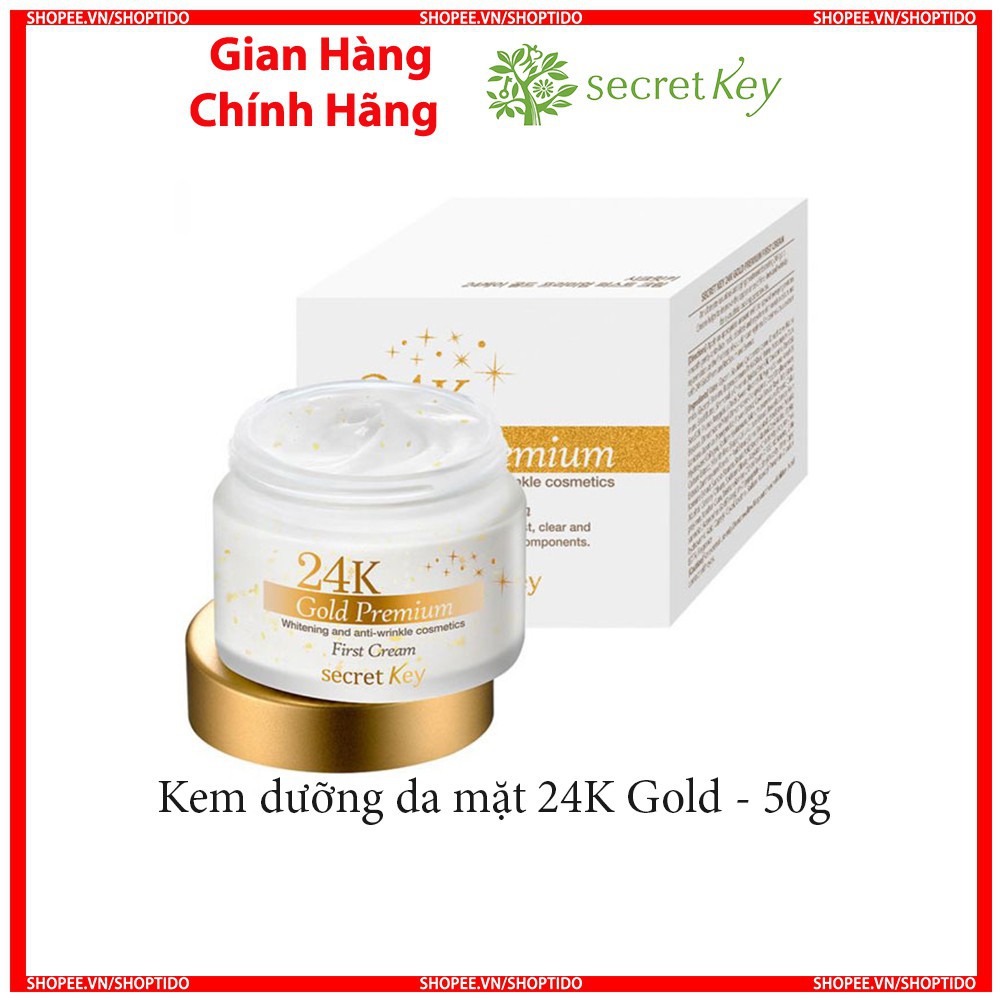 Kem 24K Gold dưỡng trắng da chống lão hóa Secret Key Premium First Cream (50g)