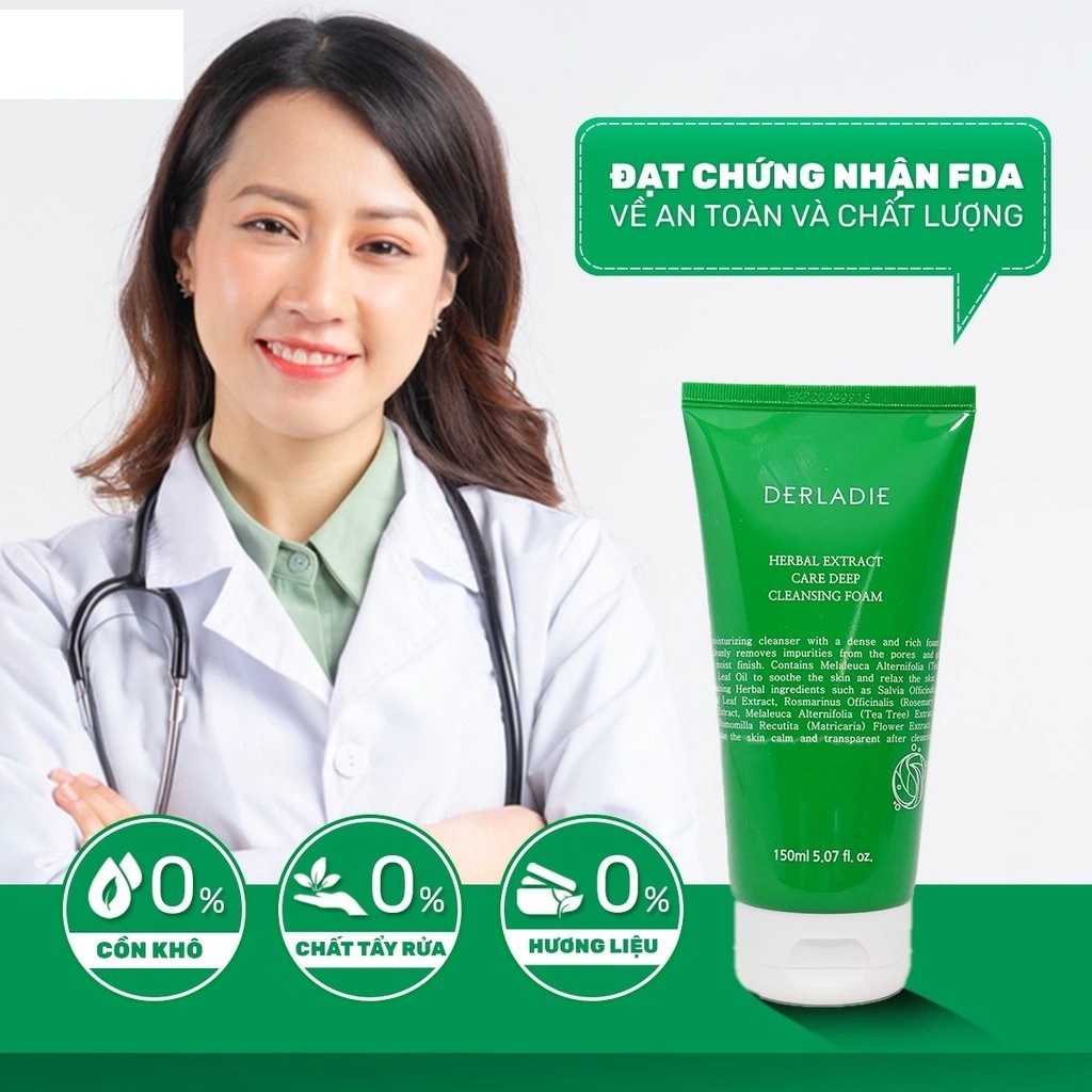 Sữa Rửa Mặt Derladie Herbal Extract Care Deep Cleansing Foam 150ml