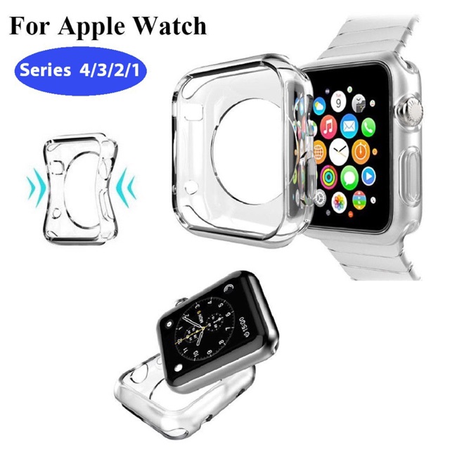 Ốp Silicon Trong Suốt Bảo Vệ Mặt Đồng Hồ Apple Watch 1/2/3/4/5 Size 38, 40, 42, 44