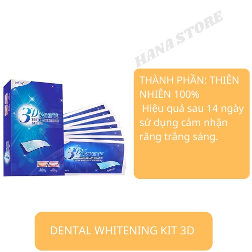 Miếng dán trắng răng tiện lợi 3D White Teeth Whitening Strips Mỹ Phẩm Hana Miếng Dán chăm sóc răng Hộp 7 Miếng