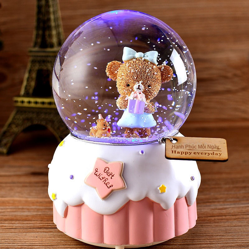 ☢Hộp nhạc quả cầu pha lê Tự động tuyết rơi Quà tặng sinh nhật cho trẻ em Bé trai và bé gái Quà tặng cô gái Hộp nhạc công