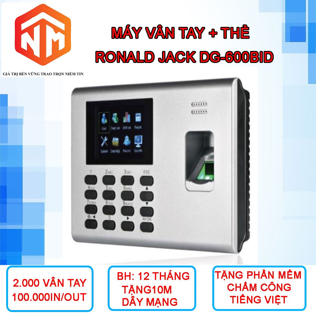 Máy chấm công Ronald Jack DG600BID - Máy Chấm Công Vân Tay - Nhật Minh