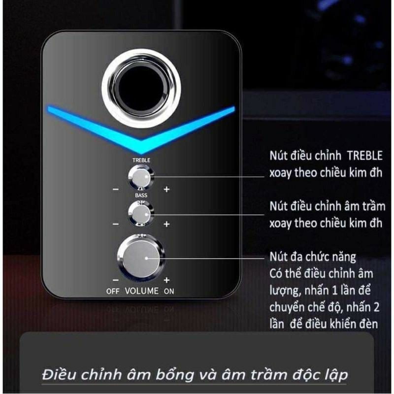 Bộ 3 loa Bluetooth vi tính mắt đại bàng kết nối được với máy tính, laptop, điện thoại  bluetooth bass/treble