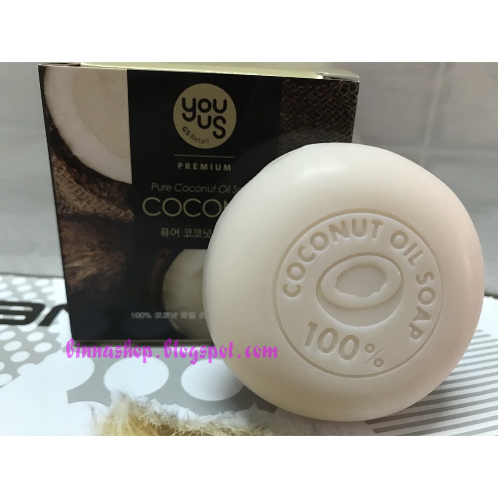 Xà phòng dầu dừa thiên nhiên 100% Hàn Quốc YouUs GS Pure Coconut Oil Soap 유어스 퓨어 코코넛 오일 솝