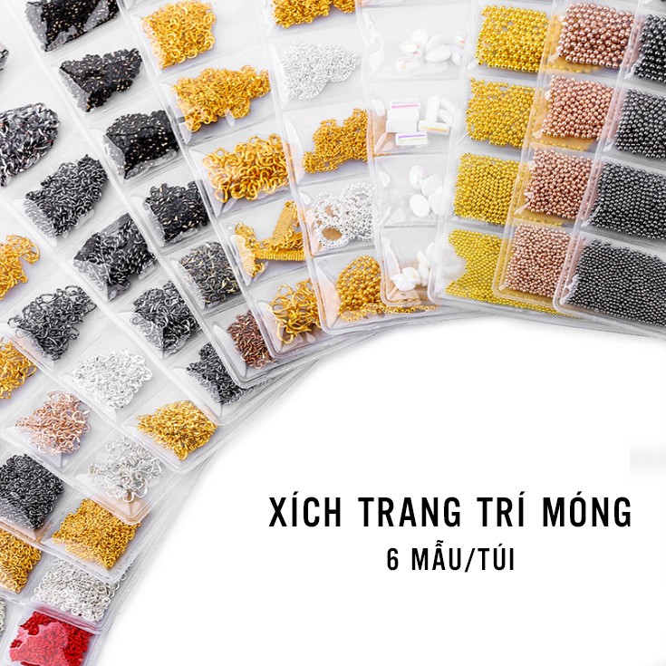 Dây xích trang trí móng nghệ thuật (6 mẫu/túi)