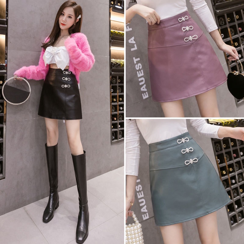 Chân váy da PU đính đá phong cách Hàn Quốc thời trang mùa xuân 2021 2021👗Váy LAMUSELANDFairy👚】hl21.8.24