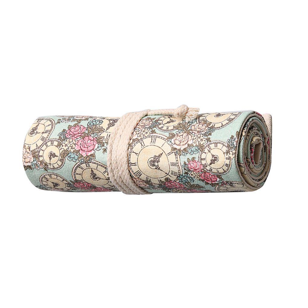 Túi Cuộn Đựng Bút 12-24 Lỗ Họa Tiết Hoa Hồng
