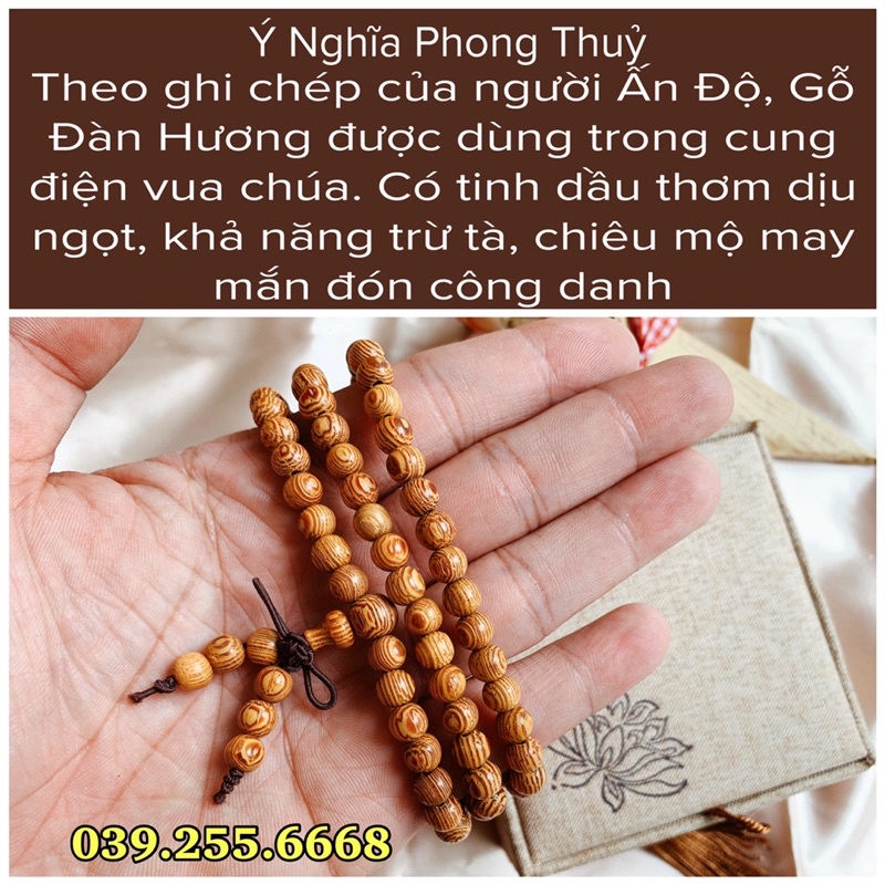 Vòng Tay Gỗ Đàn Hương 108 Hạt Cao Cấp