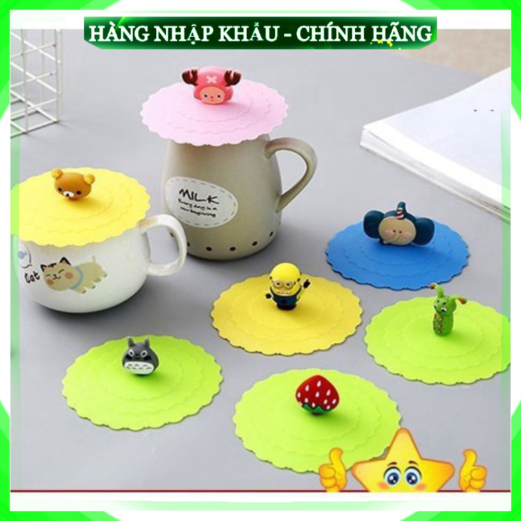 [Hàng Chuẩn Loại 1] Nắp đậy ly cốc nước bằng silicon siêu cute dễ thương xinh xắn miếng chống bụi hút chân không