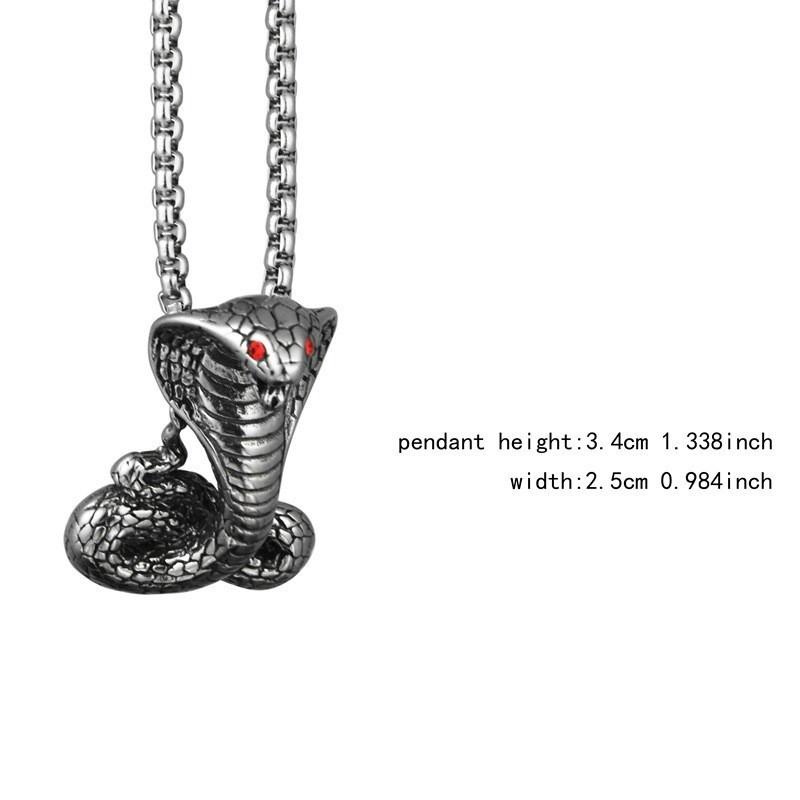 Vòng cổ Mặt Thiết Kế Hình Rắn Hổ Mang Phong Cách Punk Cổ Điển Thời Trang Dành Cho Nam
