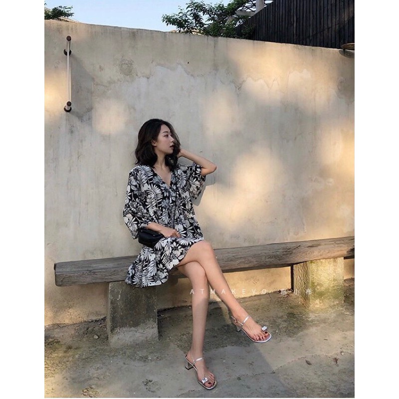 Sandal đá xỏ ngón gót vuông tôn chân, gót cao 5-6p